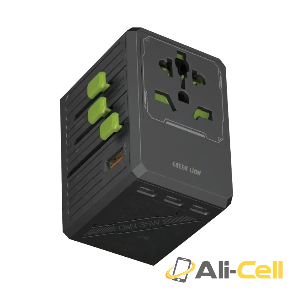 Green Lion GaN Adapter 35W 6 in 1 | 2 in 2 Cable - Black