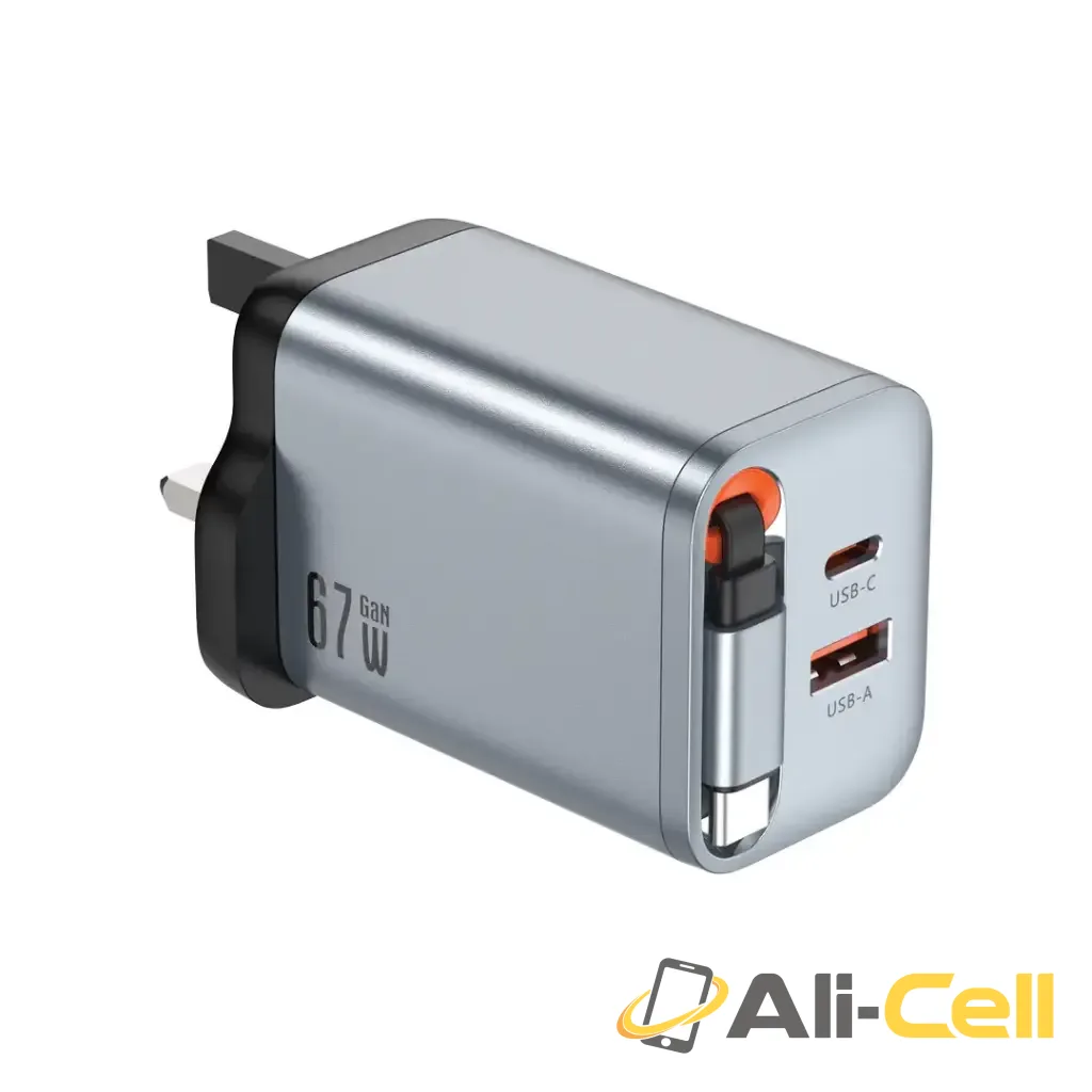 Green Lion GaN Premium UK Plug Wall Charger 40W - Gray