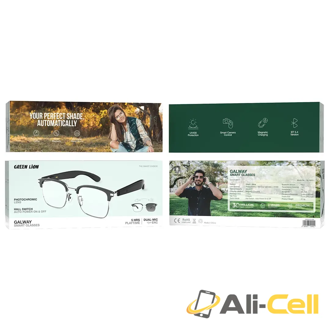 Green Lion Galway Smart Glasses - Black — 2