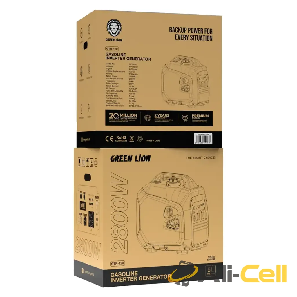 Green Lion Gasoline Inverter Generator GTR120 - Black — 3
