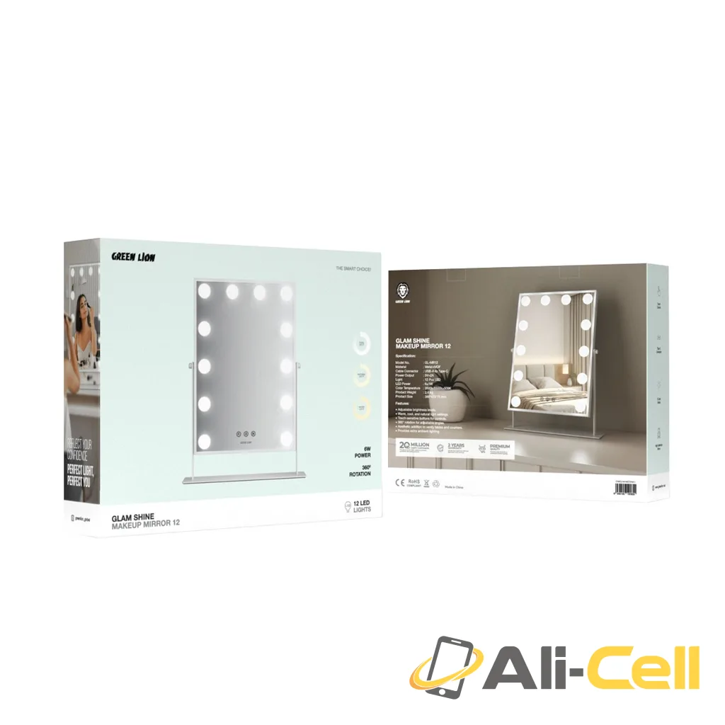 Green Lion Glam Shine Makeup Mirror 12 LED Lights - White — 2
