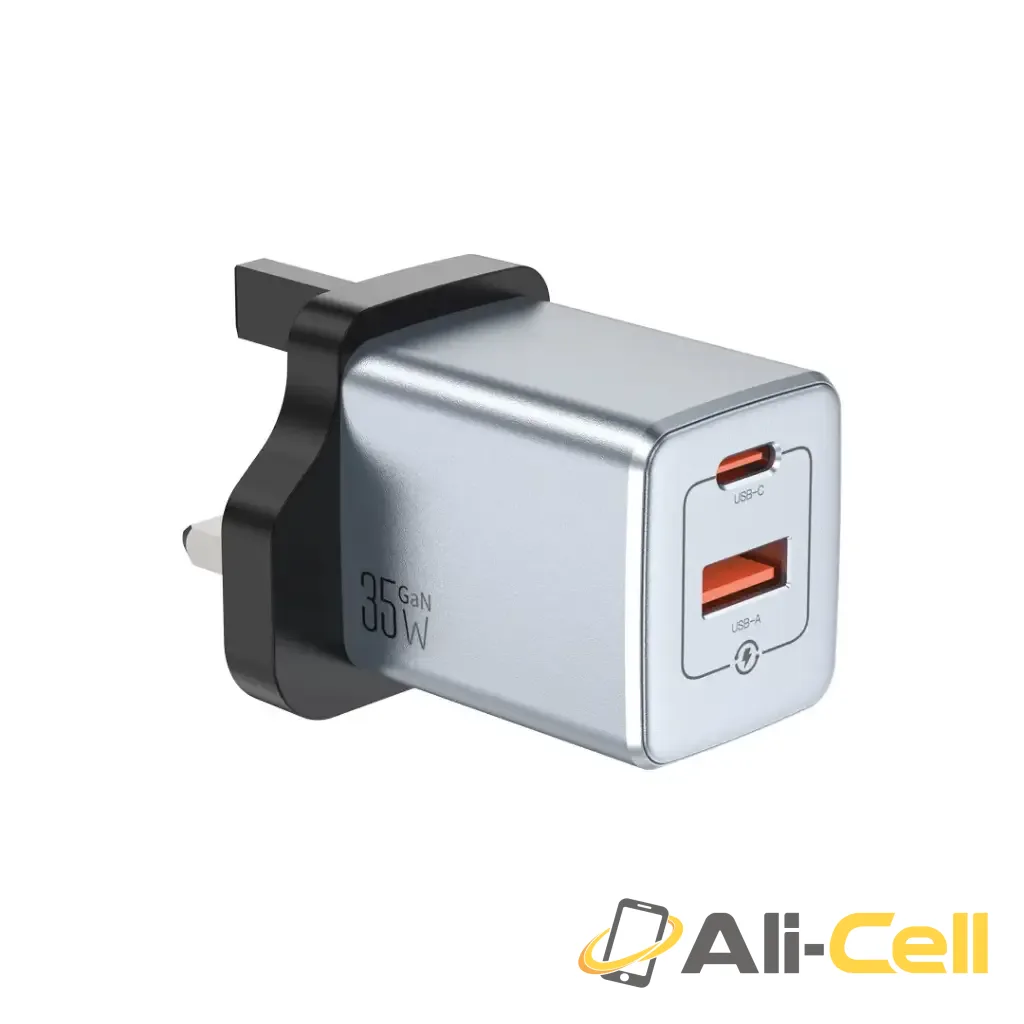 Green Lion GaN Premium UK Plug Wall Charger - Gray