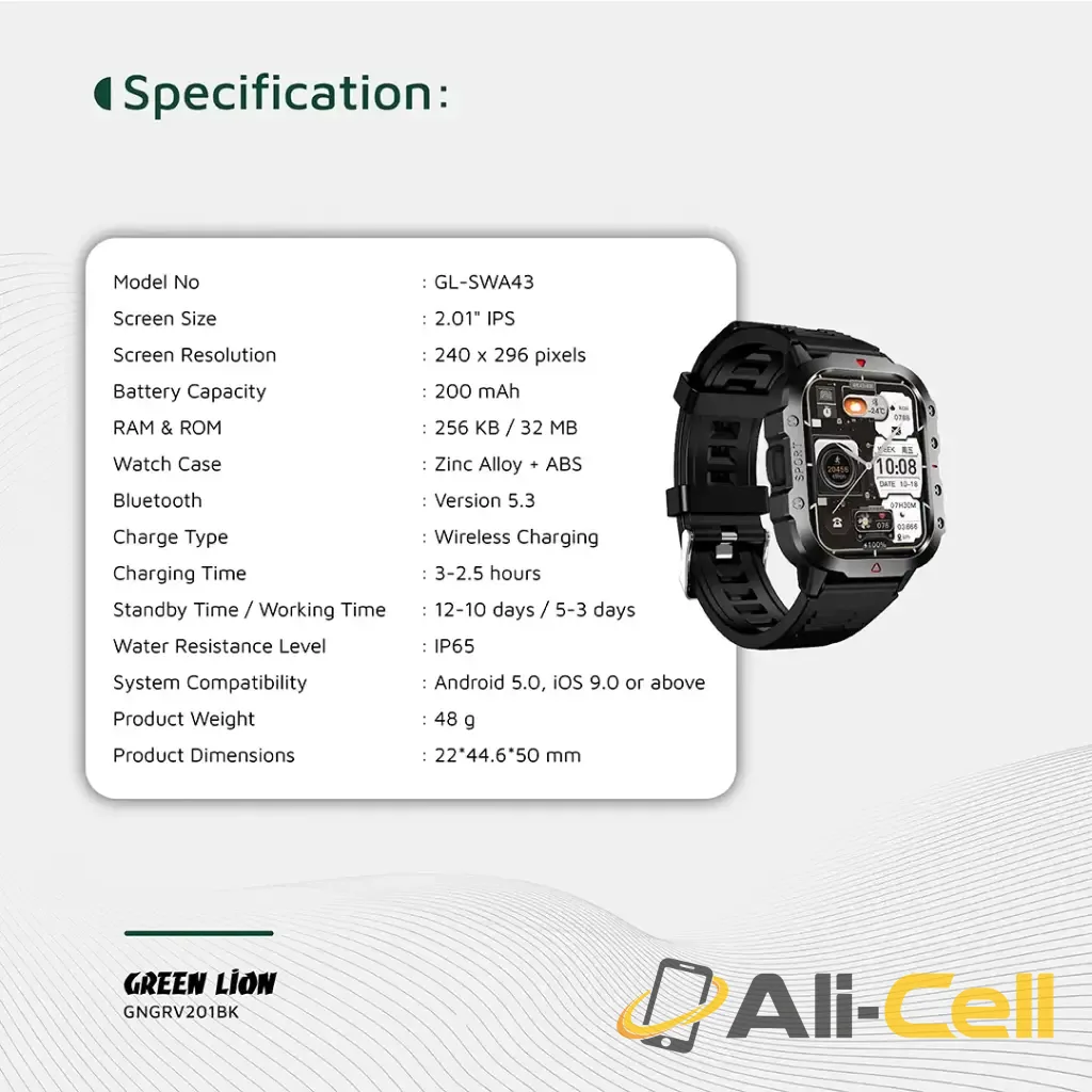 Green Lion Gravix Smart Watch - Black — 2