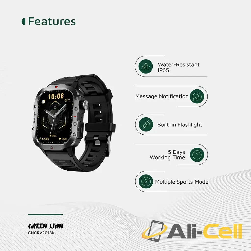 Green Lion Gravix Smart Watch - Black — 3