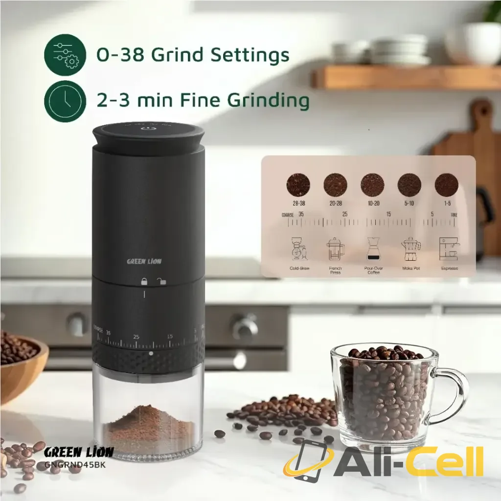 Green Lion Grind Pro Coffee Grinder-Rechargeable - Black — 2