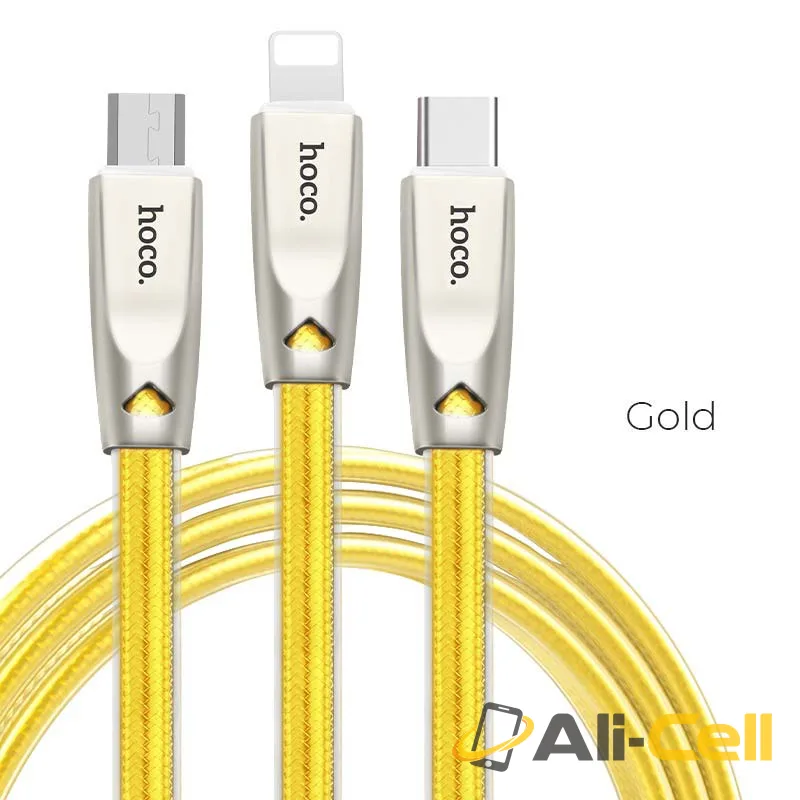 Cable USB to Lightning Micro-USB Type-C «U9» charging wire (1.5m)