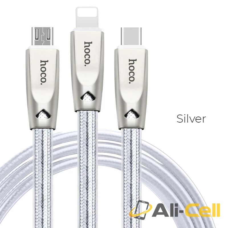 Cable USB to Lightning Micro-USB Type-C «U9» charging wire (1.5m)