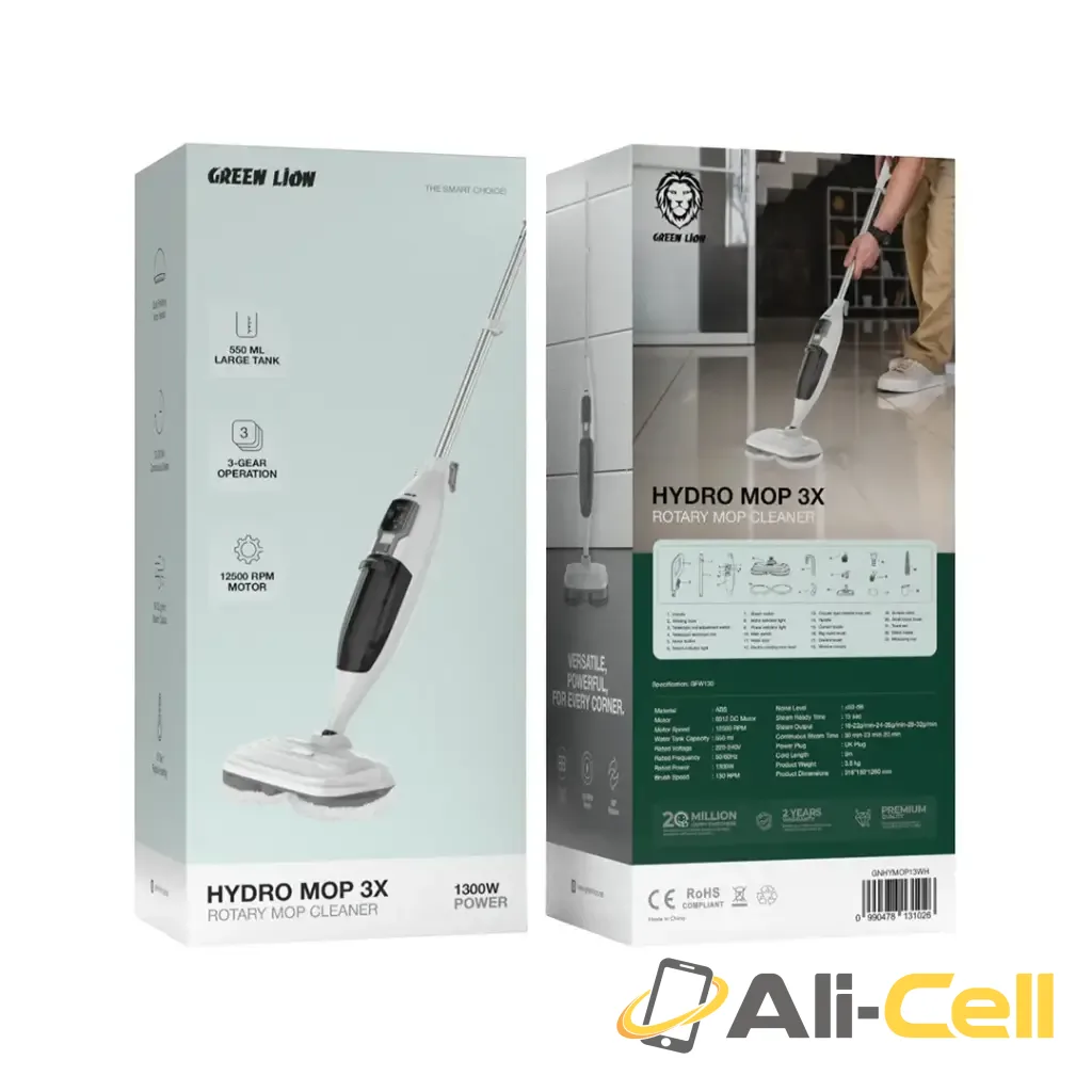 Green Lion Hydro Mop 3X Rotary Mop Cleaner 1300W - White — 2