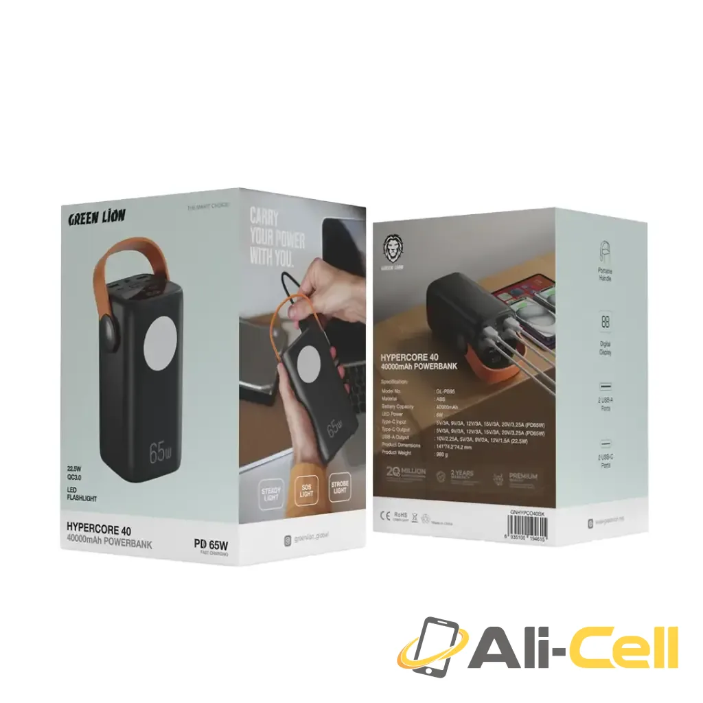 Green Lion Hyper Core 40 Power Bank 40000mAh - Black — 2
