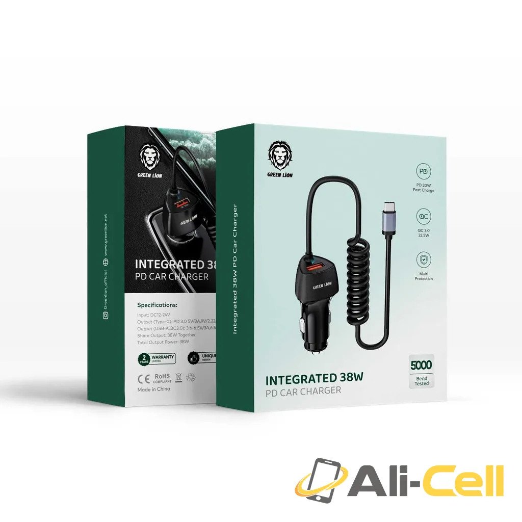 Green Lion Integrated 38W Car Charger  (Type-C Output)