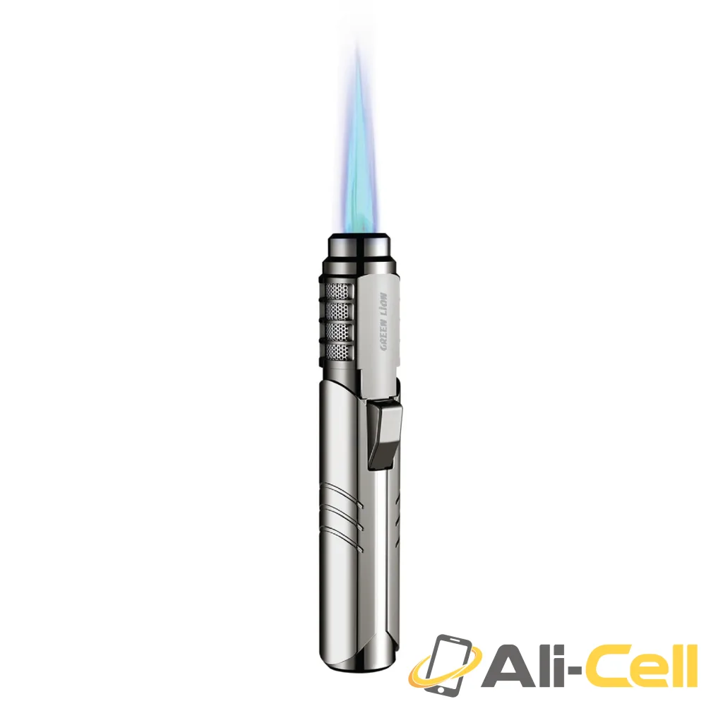 Green Lion Jet Flame Windproof Lighter - Silver