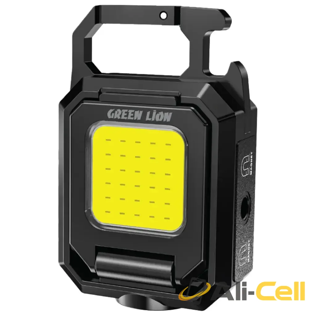 Green Lion Keychain Light with Foldable Design - Black
