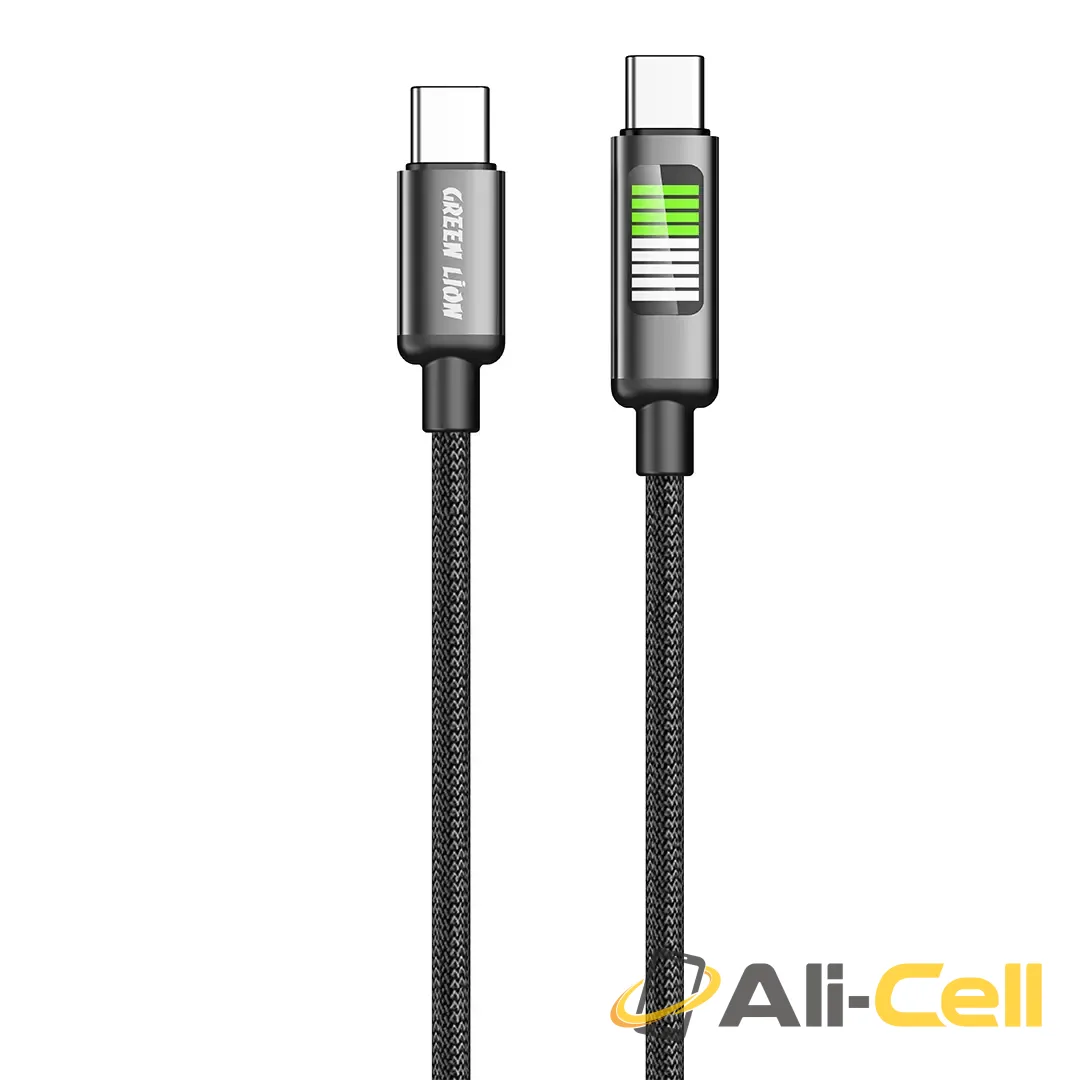 Green Lion LED Braided USB-C to USB-C Cable - Black