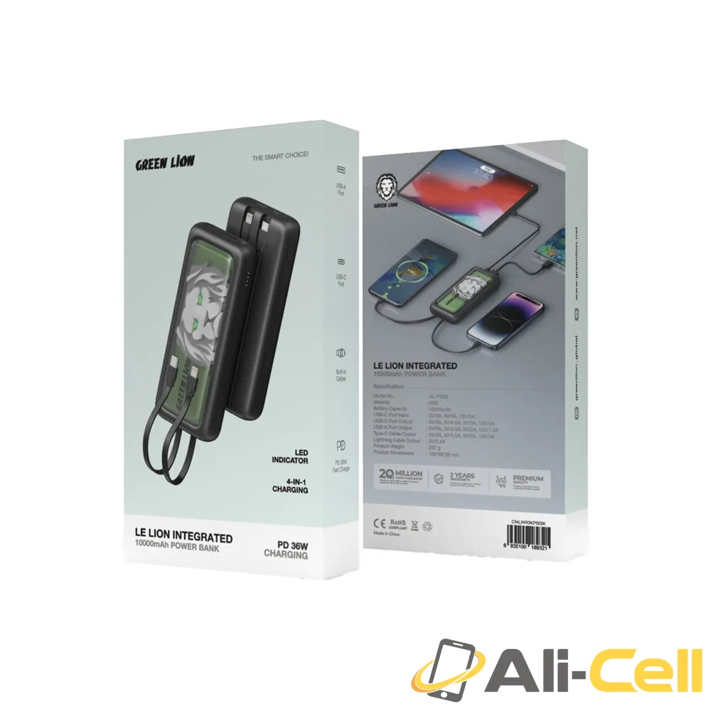 Green Lion Le Lion Integrated 10000mAh Power Bank - Black — 2