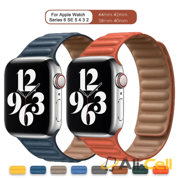 Green Lion Leather Link Watch Strap — 2