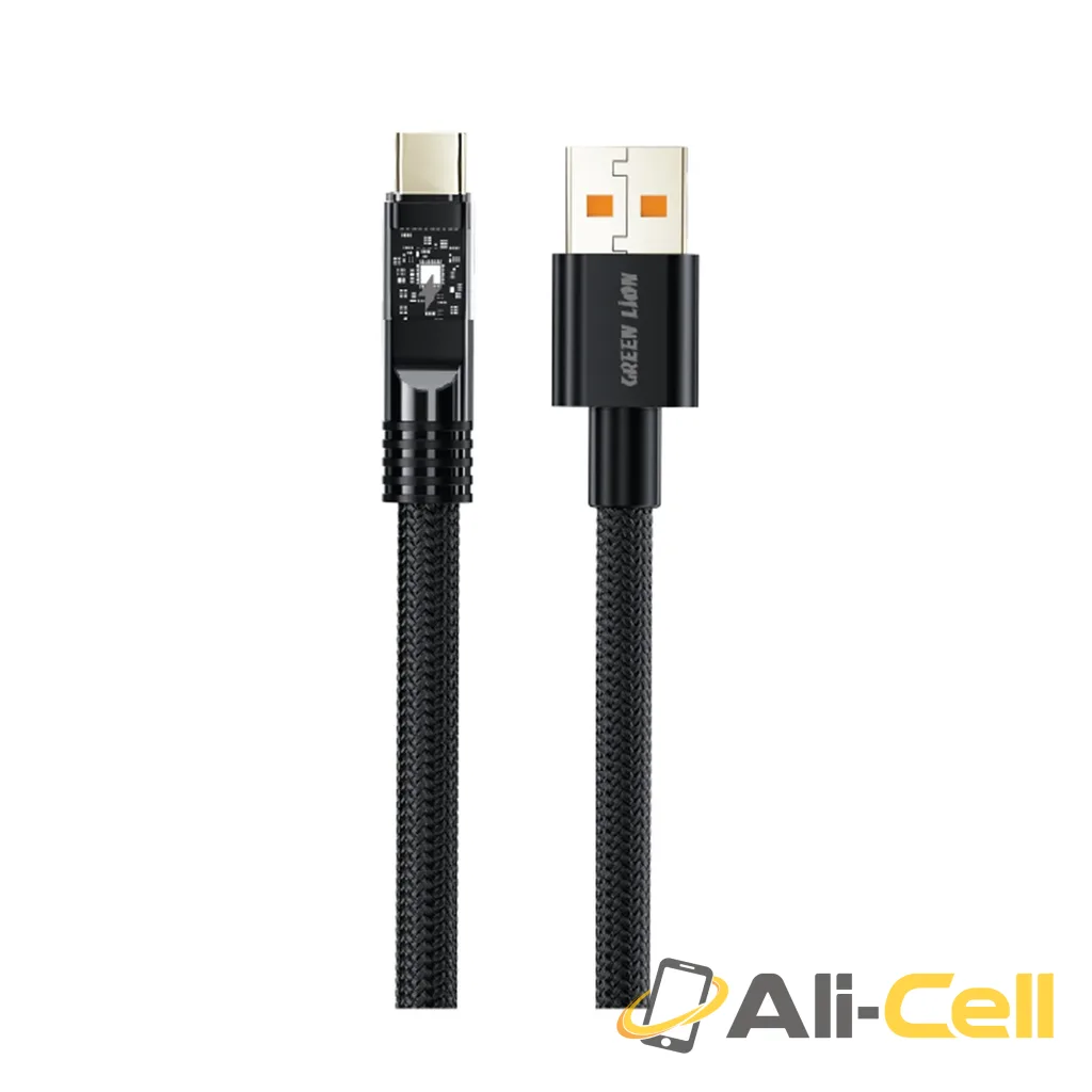 Green Lion Led Braided Cable Usb-A to Usb-C 1Meter - Black