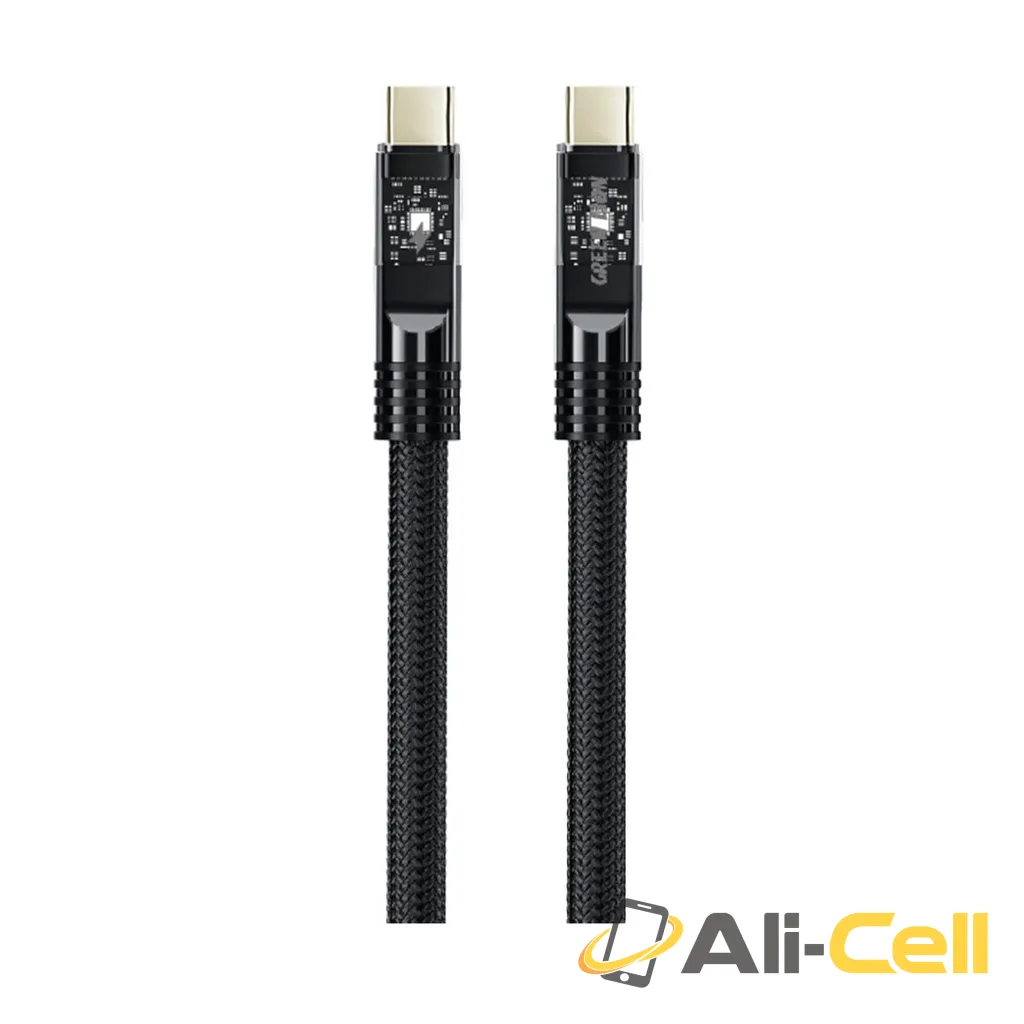 Green Lion Led Braided Usb-C to Usb-C 60W - Black