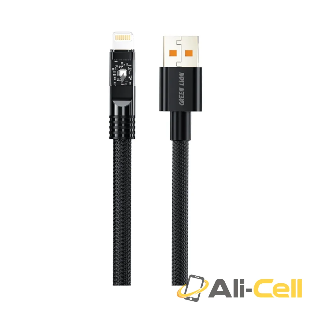 Green Lion Led Braided Usb-A to Lightning 1Meter - Black