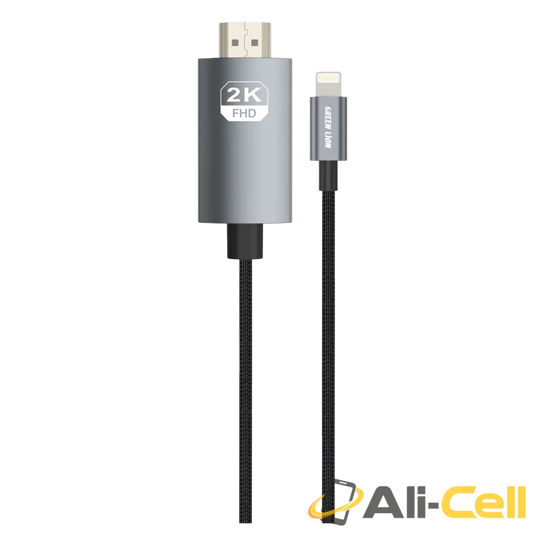 Green Lion Lightning to HDMI Braided Cable - Grey