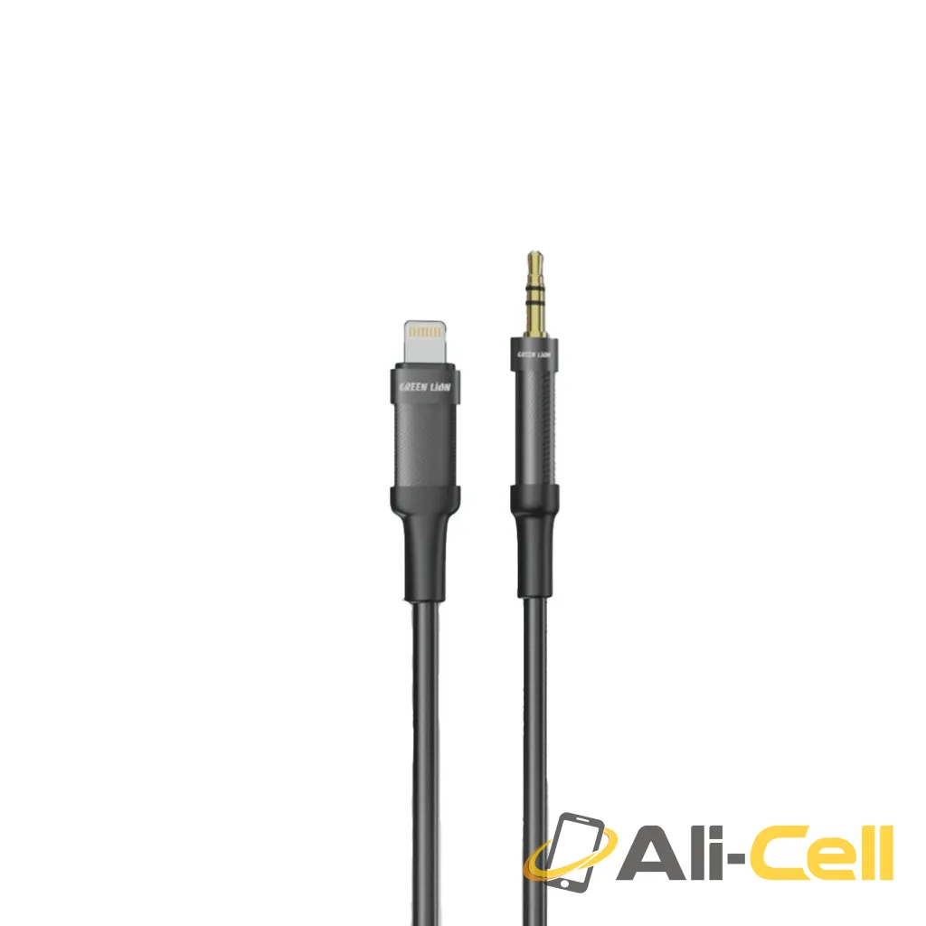 Green Lion Lightning to AUX Braided Cable 1M - Black