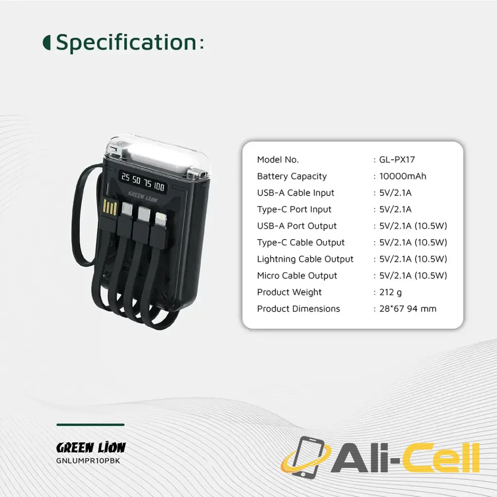 Green Lion Luma Pro 10000mAh Power Bank - Black — 2