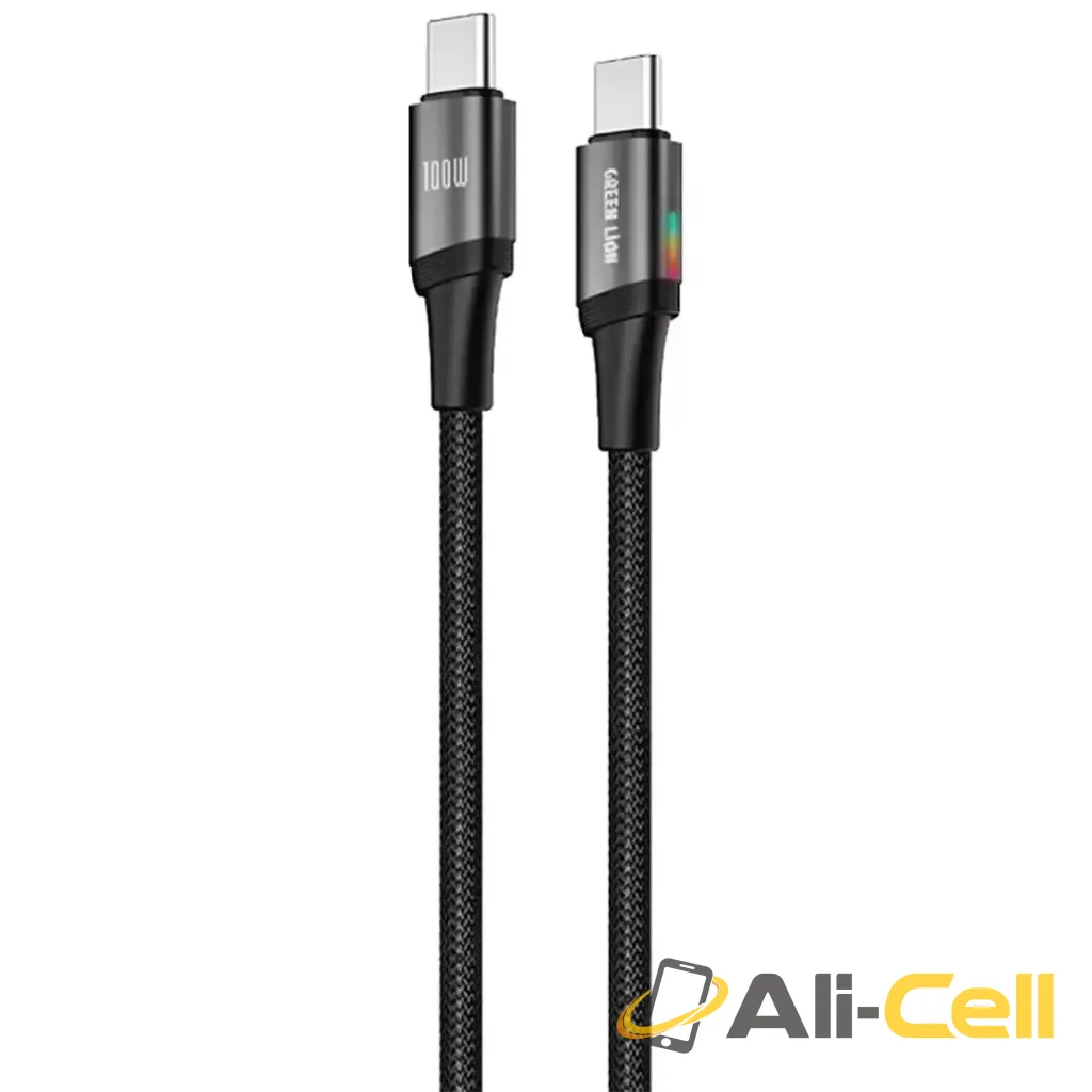 Green Lion Lumi Charge USB-C to USB-C 1m Braided Cable PD 100W - Black