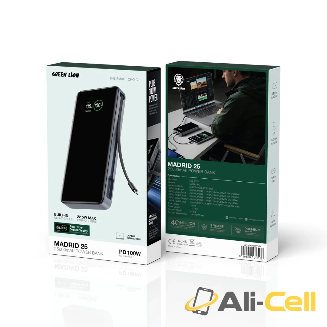Green Lion Madrid 25 25000mAh Power Bank - Black — 2