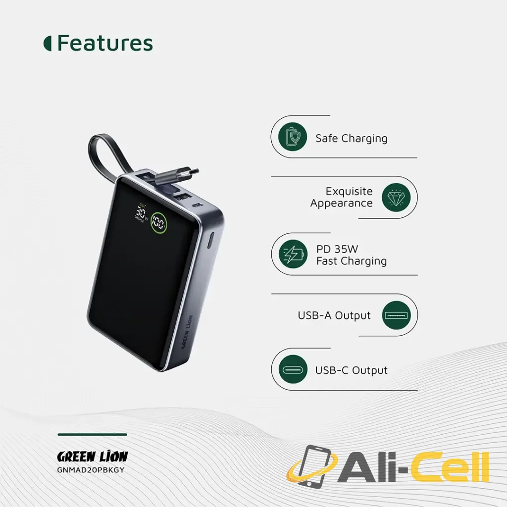 Green Lion Madrid 20 Power Bank 20000mAh PD 35W - Gray — 3