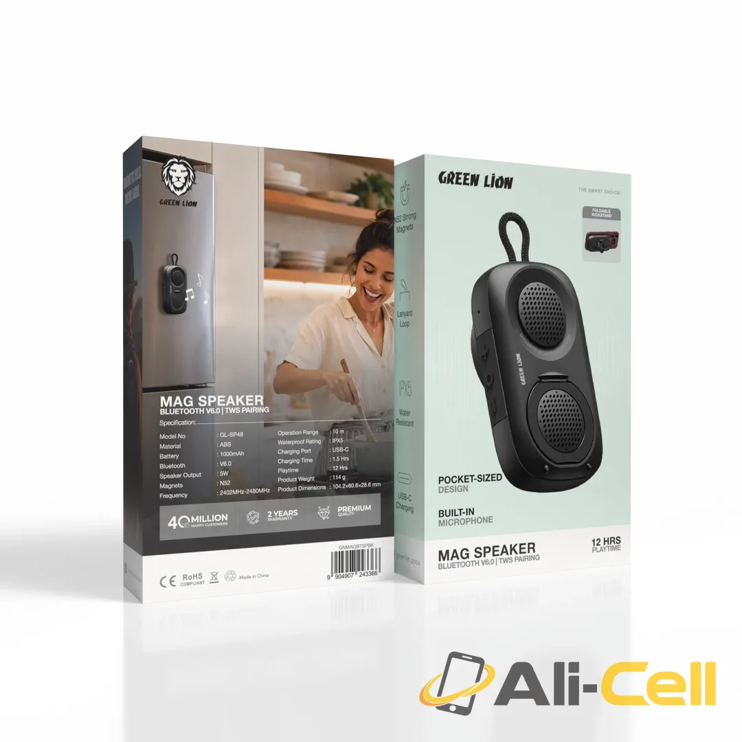 Green Lion Mag Speaker with Bluetooth V6.0 & TWS Pairing – Black — 3