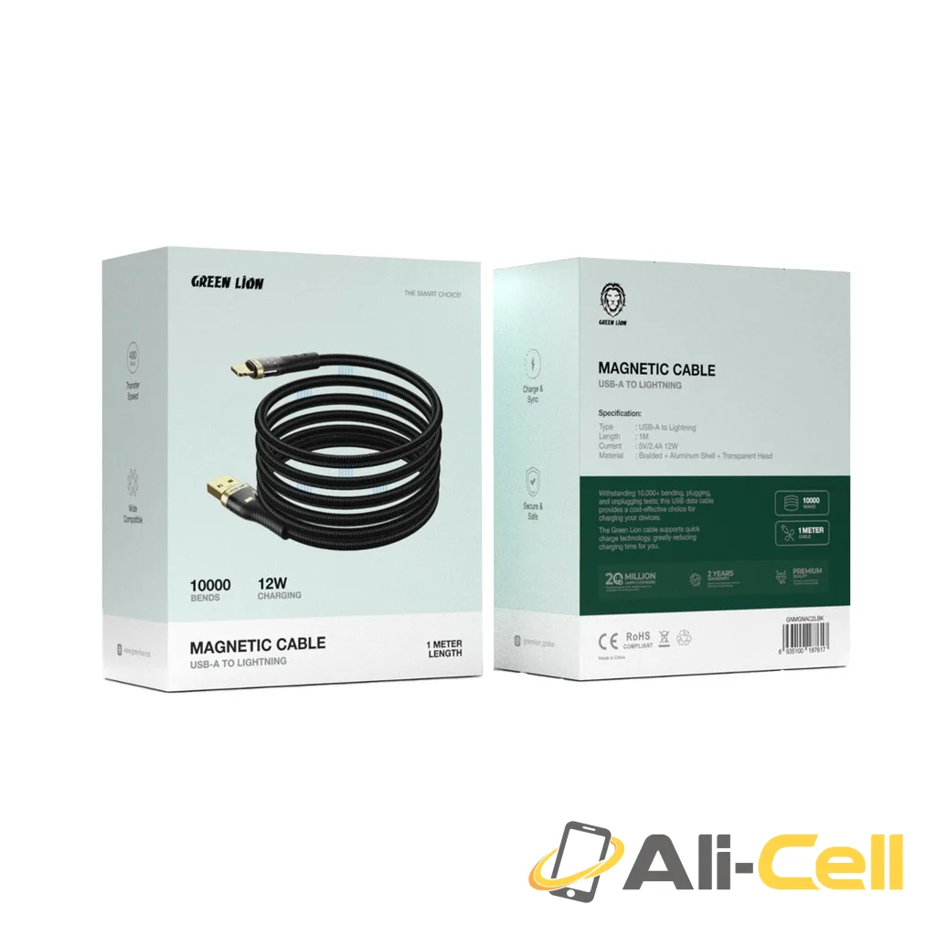 Green Lion Magnetic Cable USB-A to Lightning - Black — 2