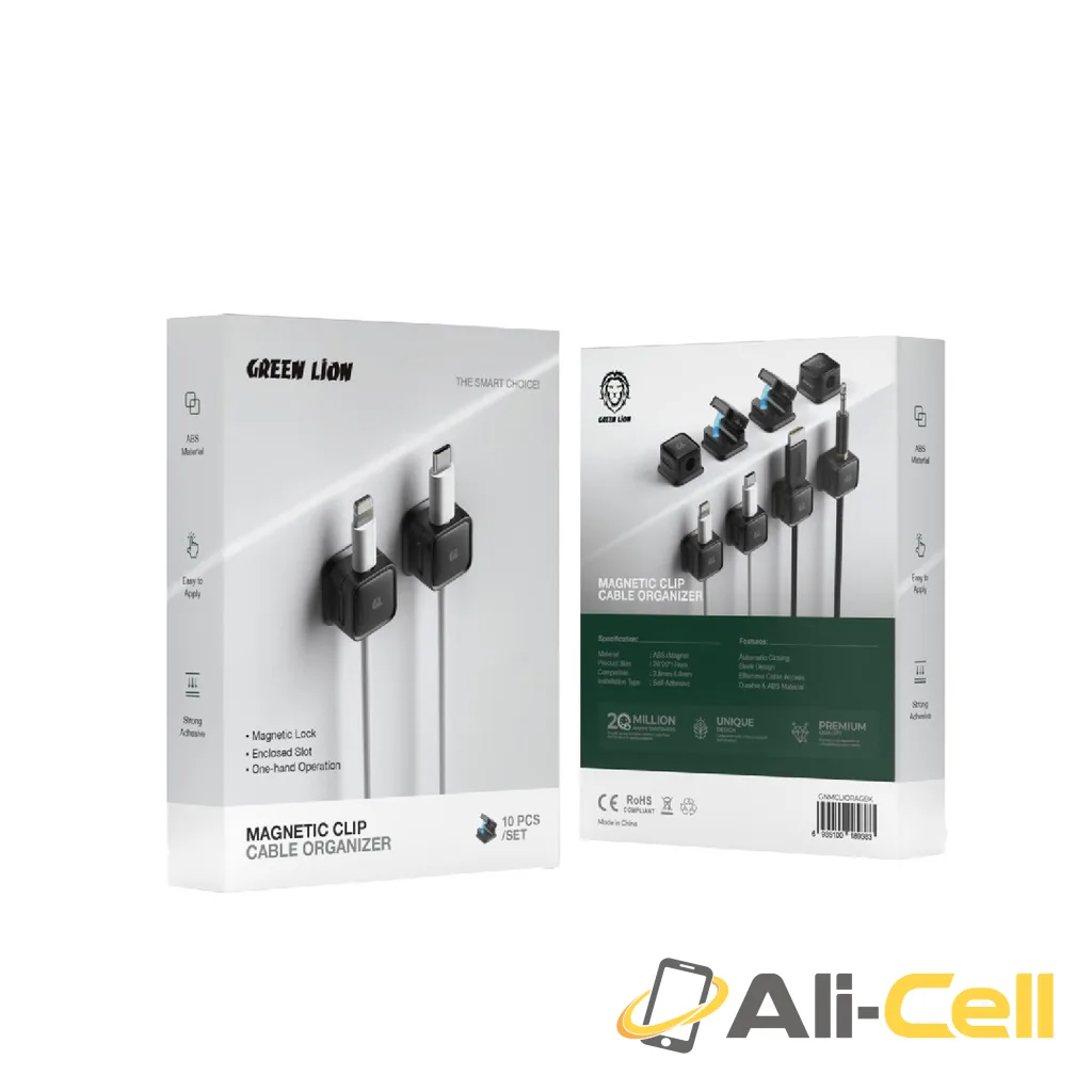 Green Lion Magnetic Clip Cable Organizer - Black — 3