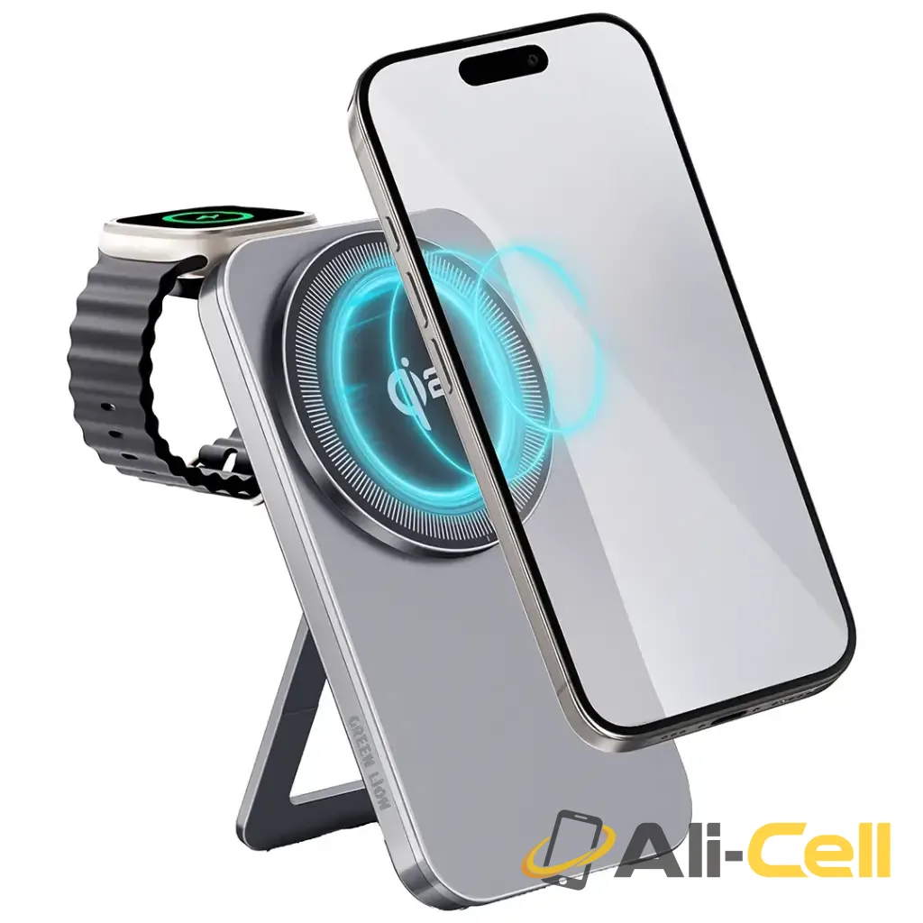 Green Lion Magstand Duo Wireless Charger with Kickstand 15W - Gray