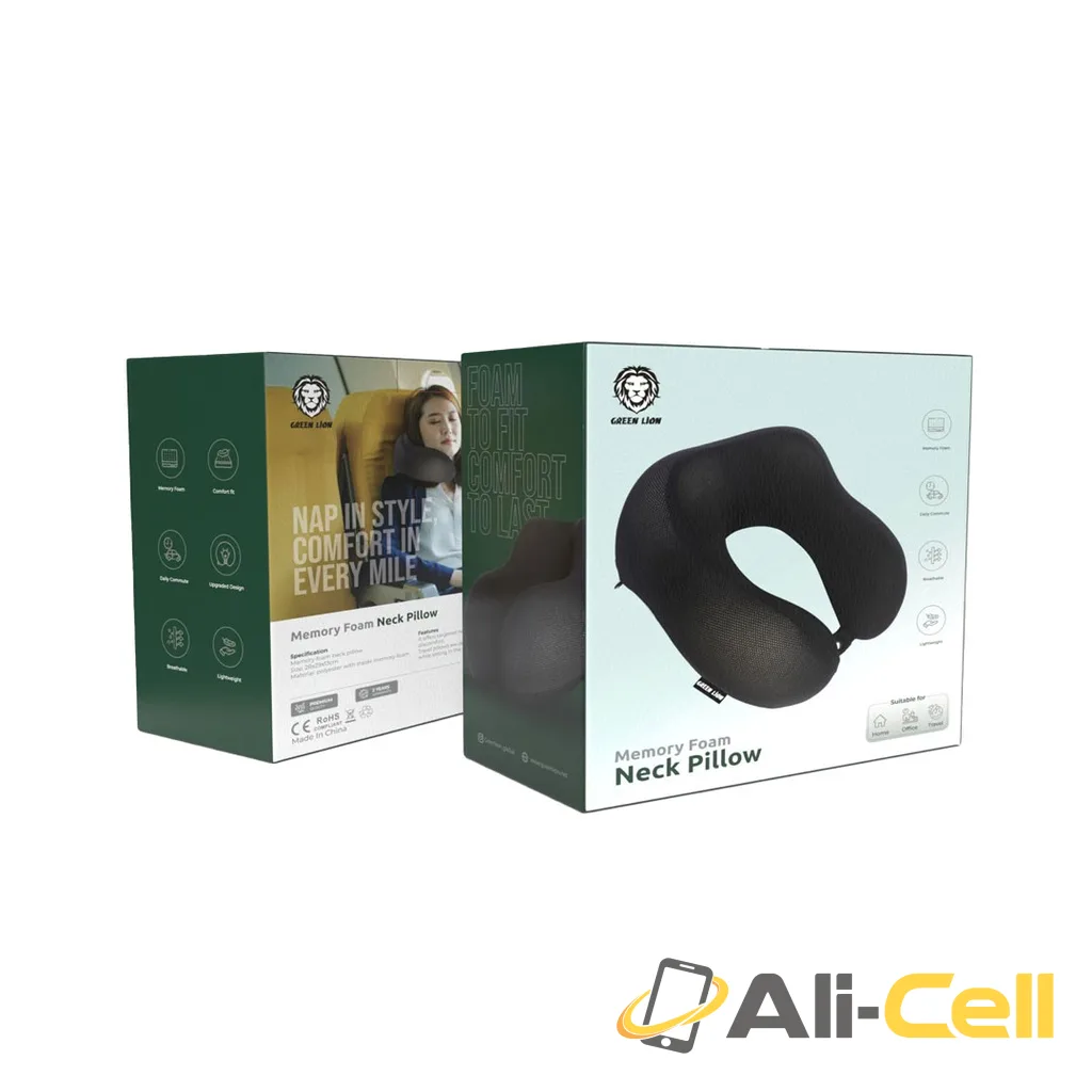 Green Lion Memory Foam Neck Pillow - Black — 3