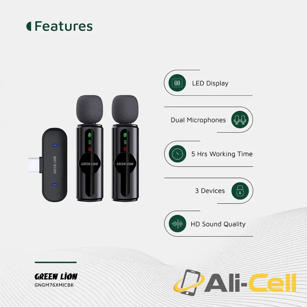 Green Lion Microphone 3-Level Noise Cancellation - Black — 3