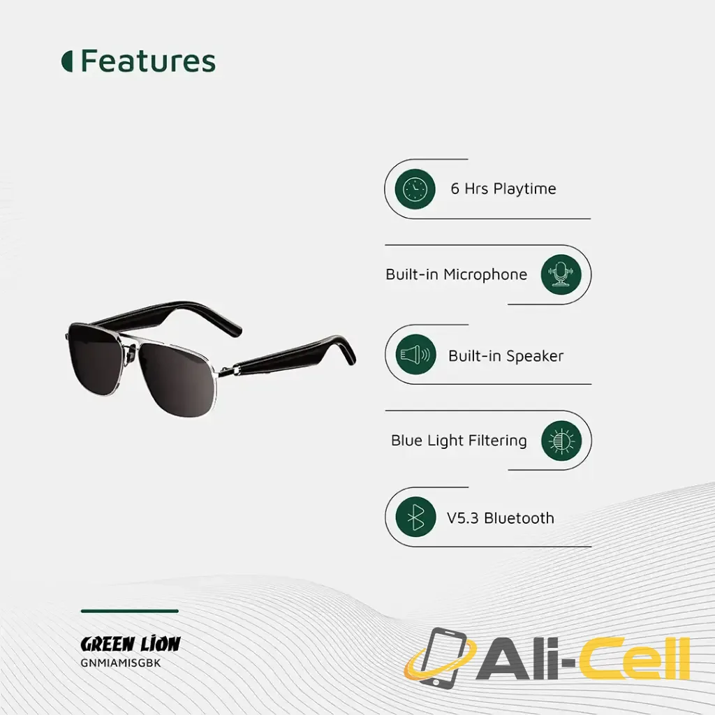 Green Lion Miami Smart Glasses - Black — 3