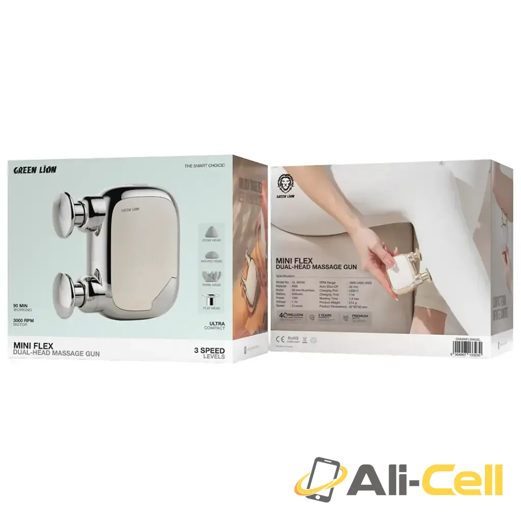 Green Lion Mini Flex Dual-Head Massage Gun - Silver — 2
