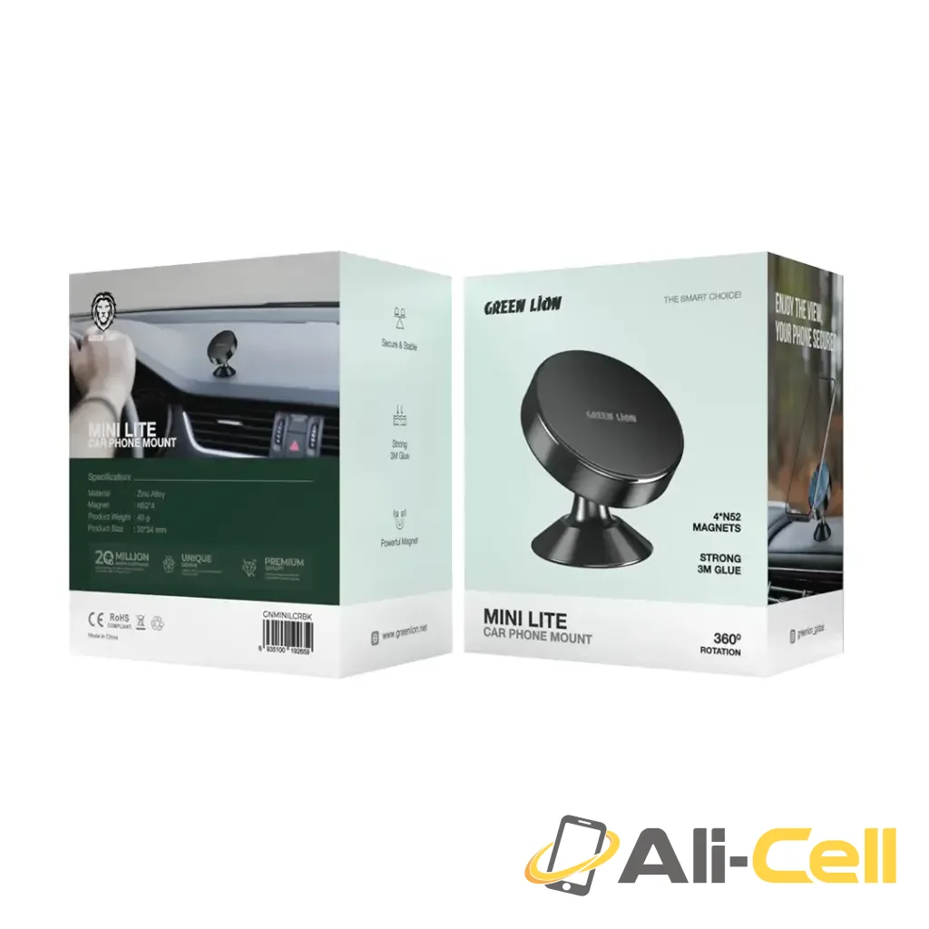 Green Lion Mini Lite Car Phone Mount - Black — 2