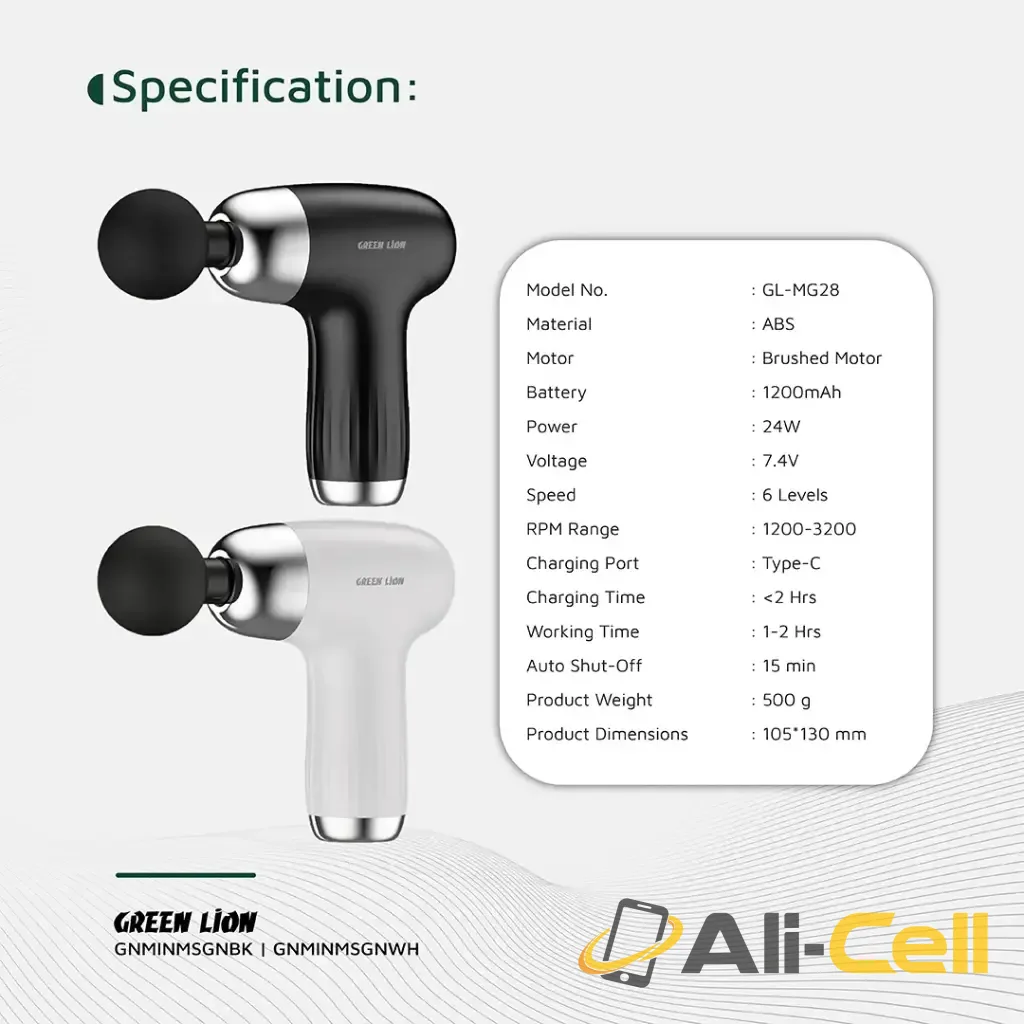Green Lion Mini Massage Gun 6 Speed Levels — 2