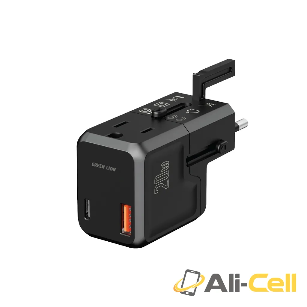 Green Lion Mini Travel Adapter PD 20W Fast Charging - Black