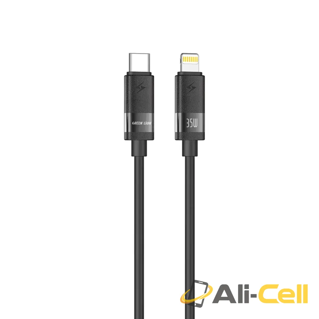 Green Lion Matte Silicone USB-C to Lightning Cable - Black