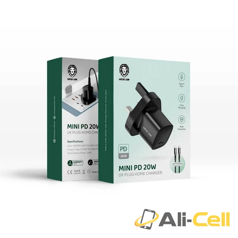 Green Lion Mini PD 20W Charger, Type-C To Lightning Cable Included (1m)