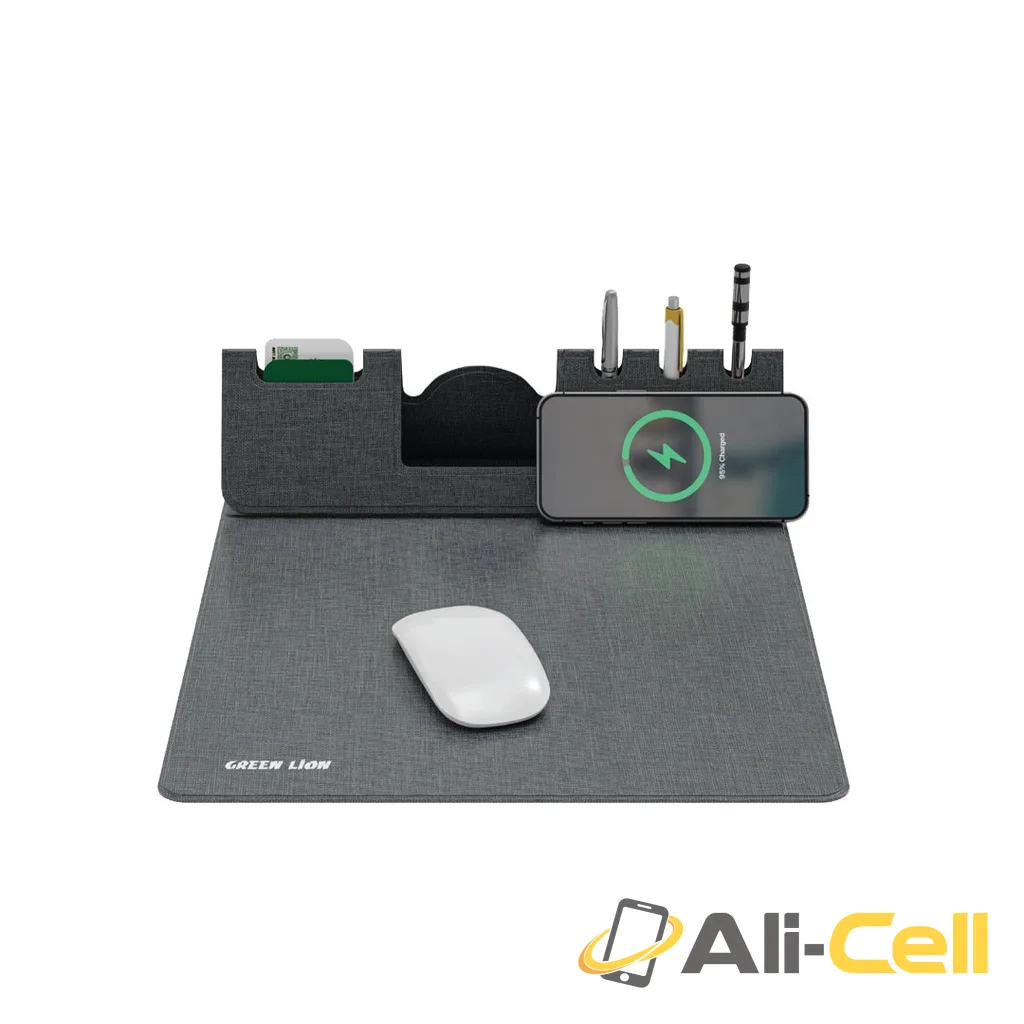 Green Lion Mouse Pad Wireless Charger - Gray