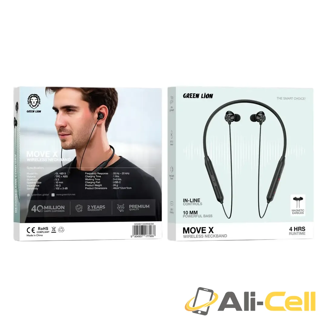Green Lion Move X Wireless Neckband - Black — 2