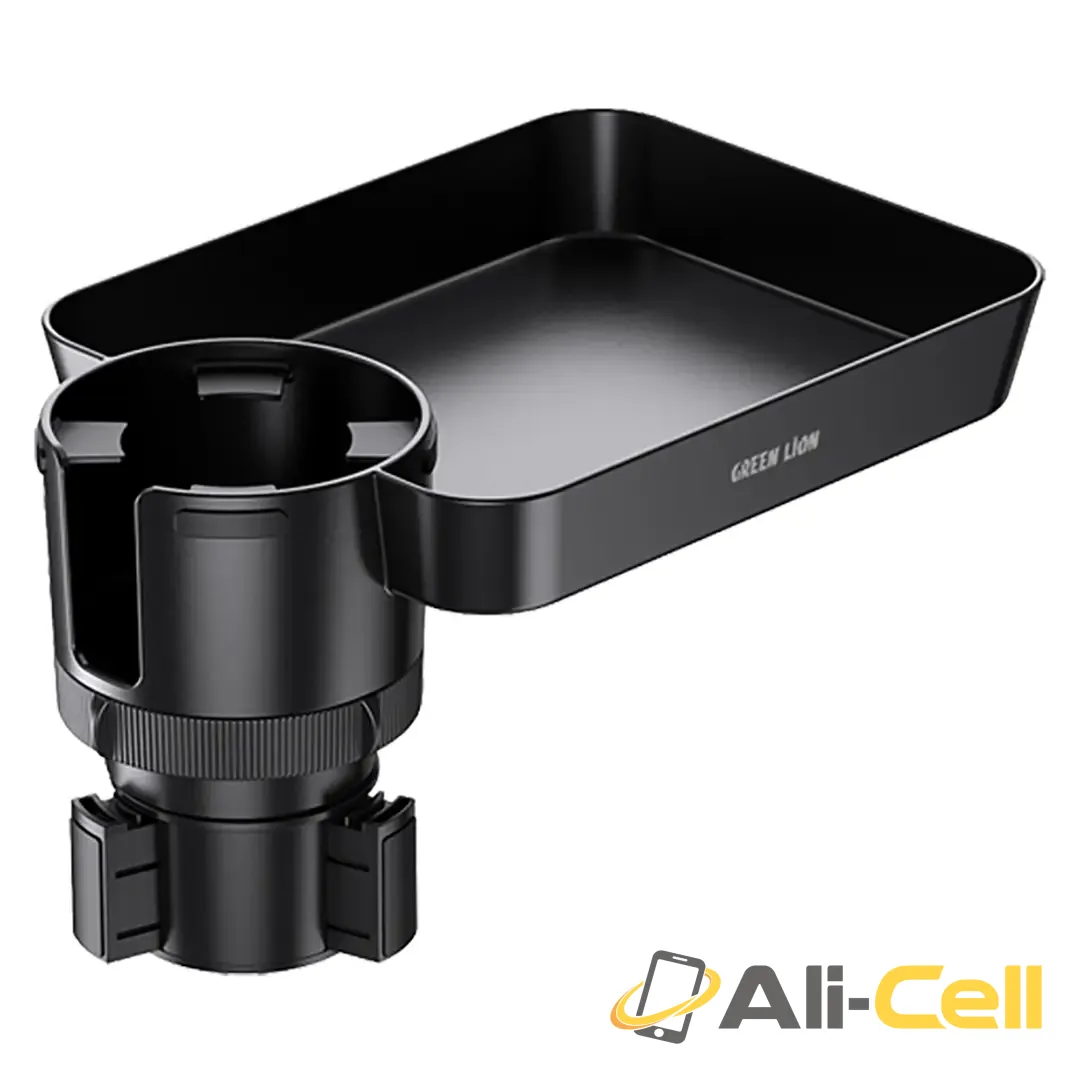 Green Lion Multi-Function Car Cup Holder Tray - Black — 2