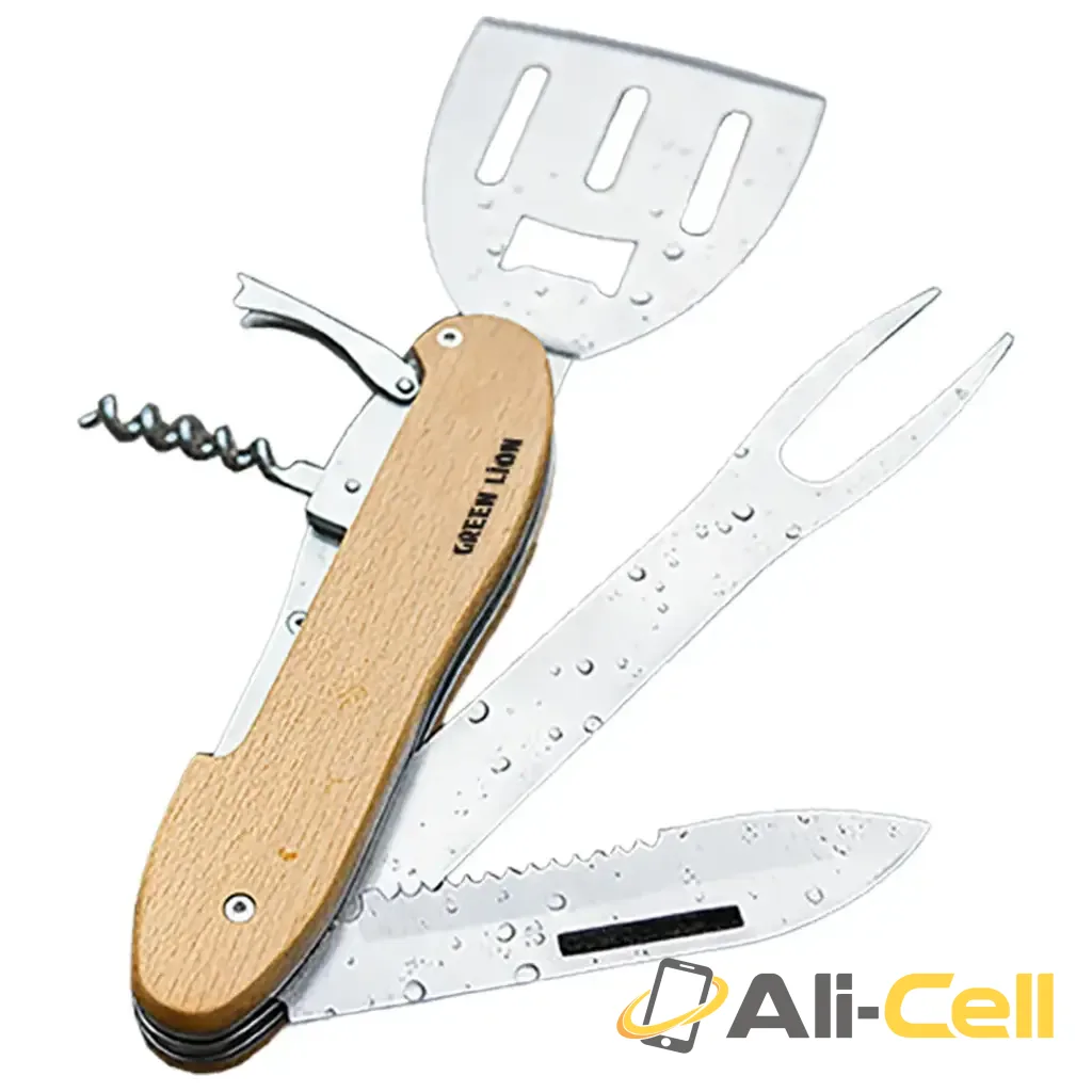 Green Lion Multifunction BBQ Tool Set - Wood