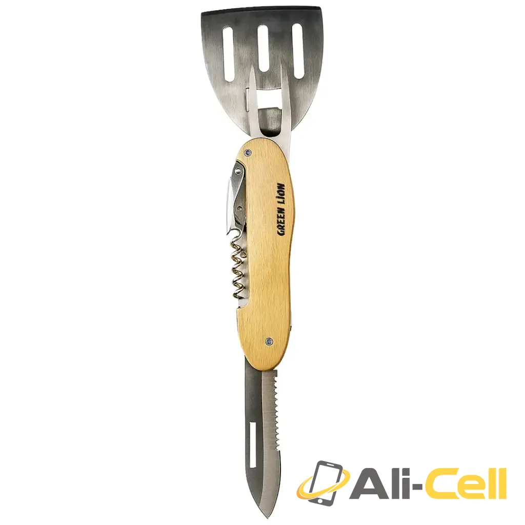 Green Lion Multifunction BBQ Tool Set - Wood — 2