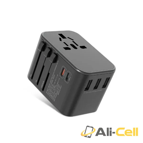 Green Lion Multifunction Travel Adapter ( 3 USB Port / 2 USB-C ) PD 20W - Black