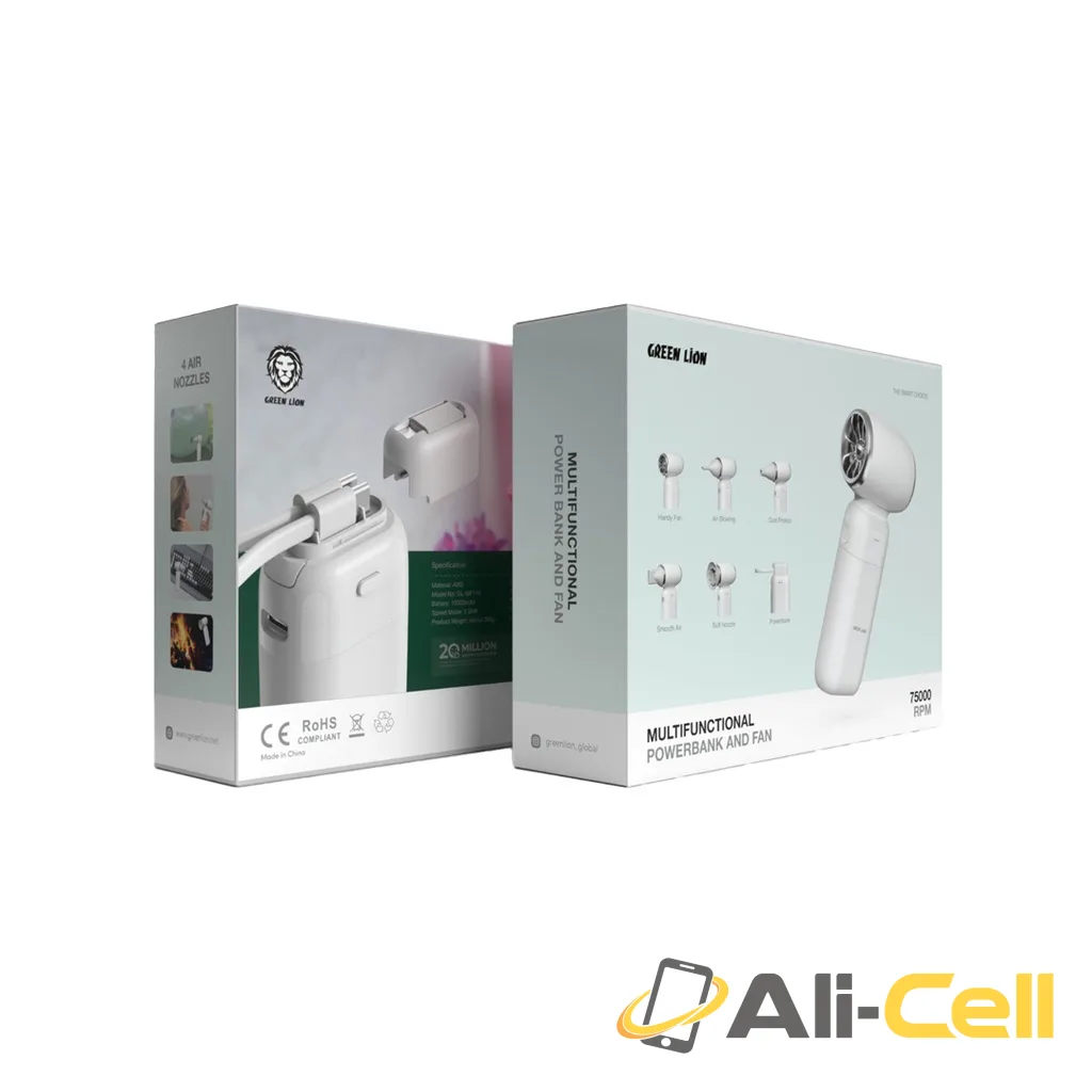 Green Lion Multifunctional 10000mAh Powerbank and Fan - White — 2