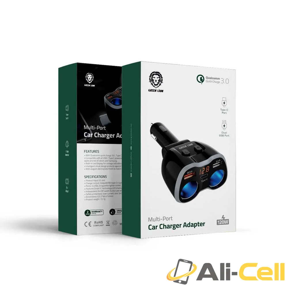 Green Lion Multi-Port Car Charger Adapter — 2
