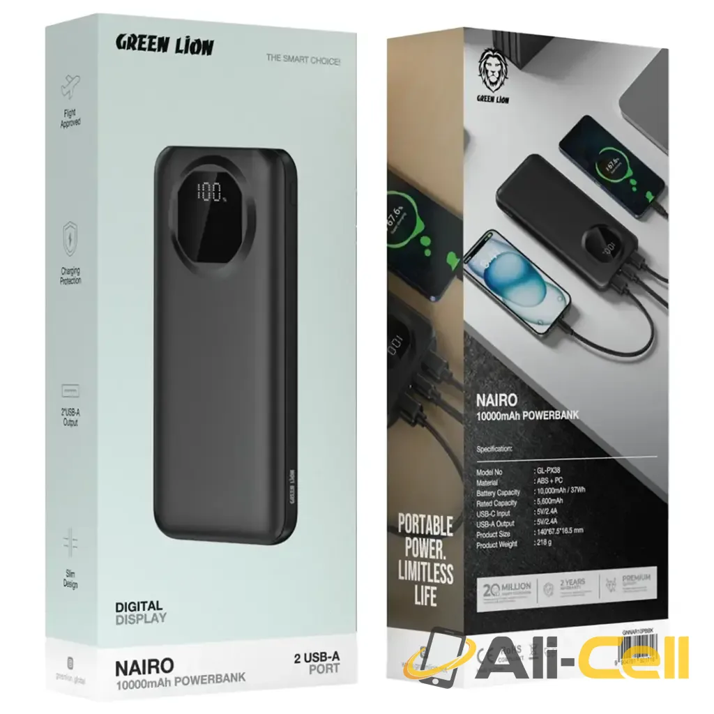 Green Lion Nairo 10000mAh Power Bank - Black — 2